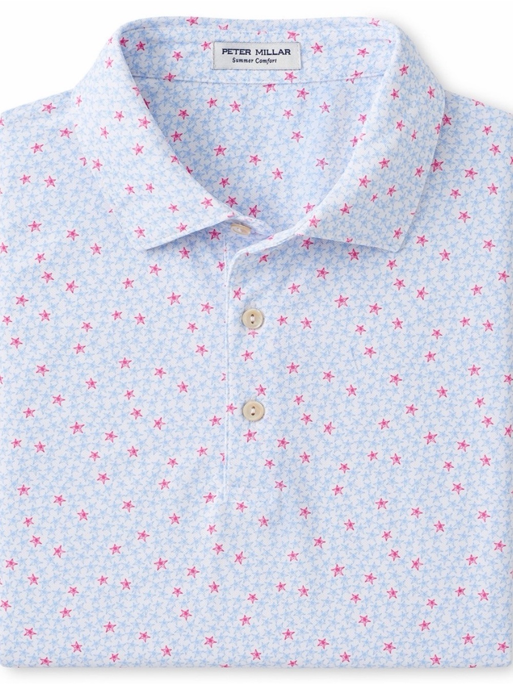 Peter Millar Starfish Performance Mesh Polo Red White & Blue